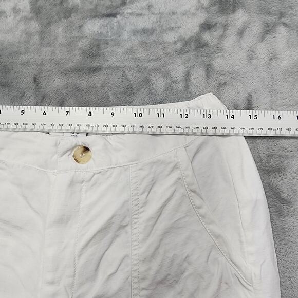 H by Halston Pants Womens S White Linen Viscose High Rise Ankle Pockets Coastal - Picture 9 of 13